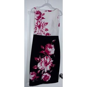 Danny & Nicole Black and Pink Floral Midi Dress